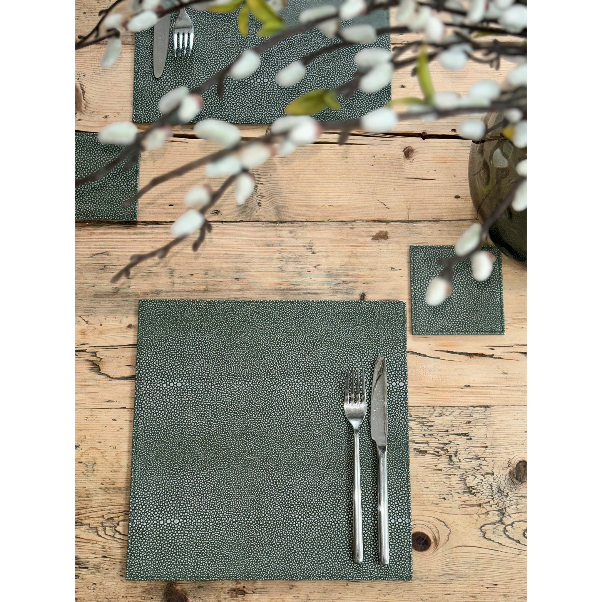 Faux Shagreen Placemats in Smoke -Set of 6